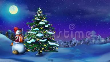 《神奇之夜》中圣诞树旁的雪人